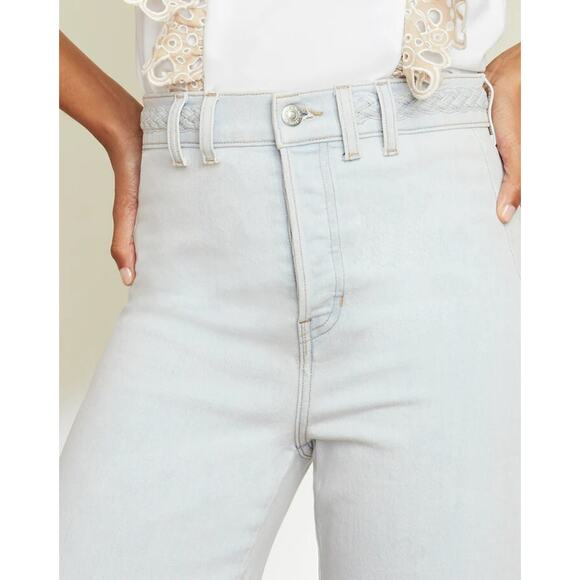 NWT Veronica Beard Grant Braided High Waist Wide Leg Jeans Size 32 Aspen #4D454 - Picture 3 of 13
